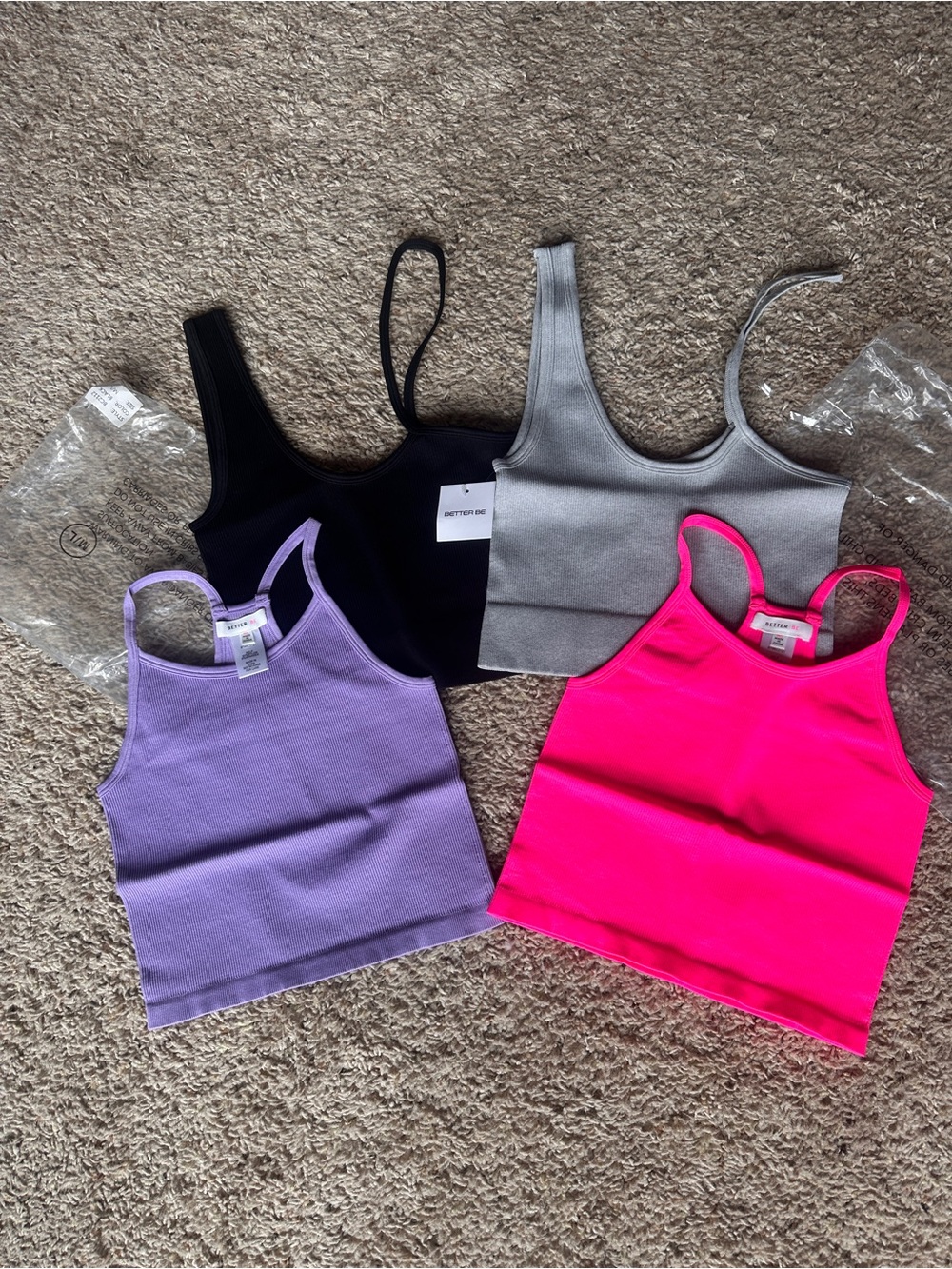 Better Be Ribbed Cropped Tank in Lavender and Black